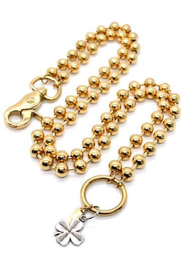 Convertible Short or Long Gold Ball Chain Lucky Shamrock - N2-892GD