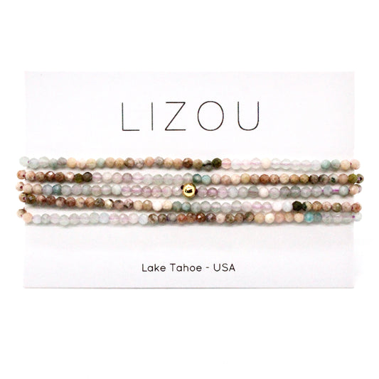 Delicate Faceted Mini Semi Precious Stone Mix Beaded Necklace - N9-011