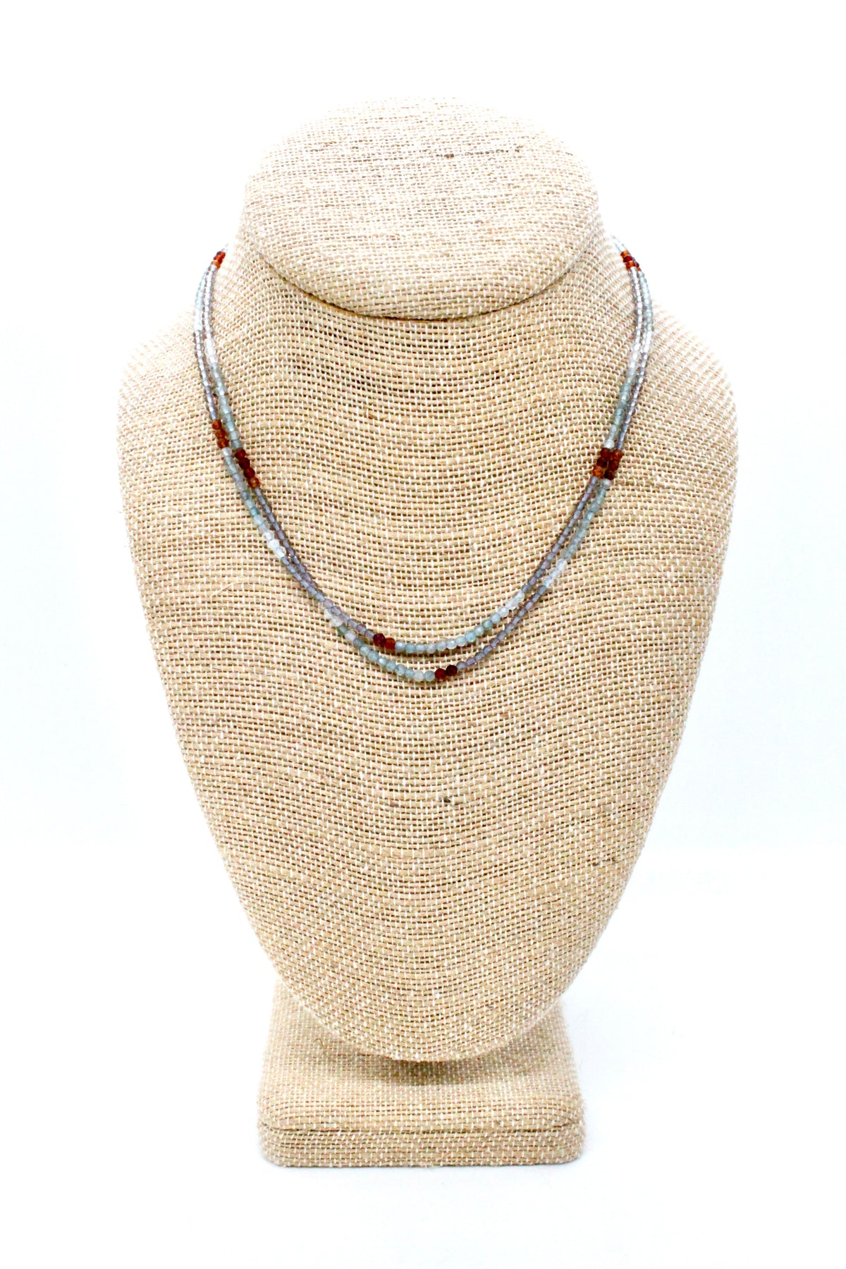 Delicate Faceted Mini Semi Precious Stone Mix Beaded Necklace - N9-002