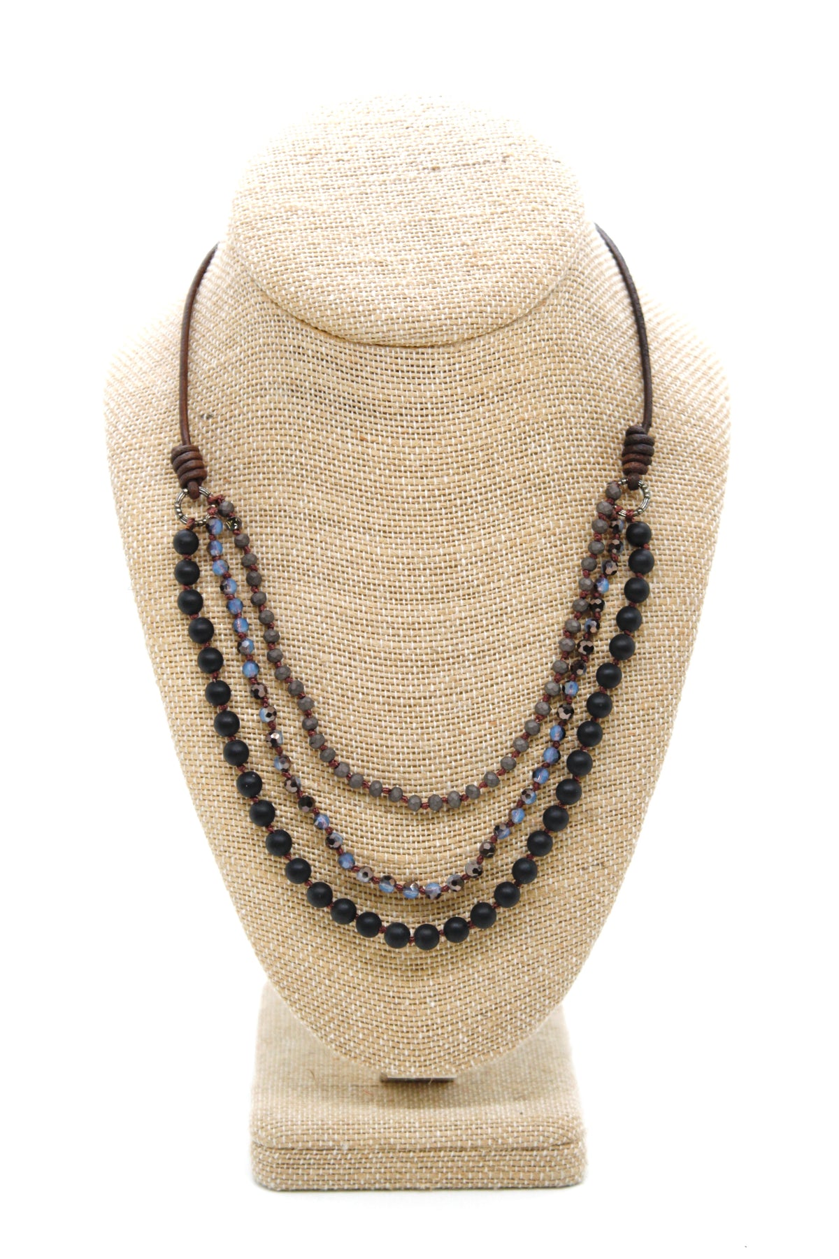 Semi Precious Stone Multi Strand Short Necklace - N4-011