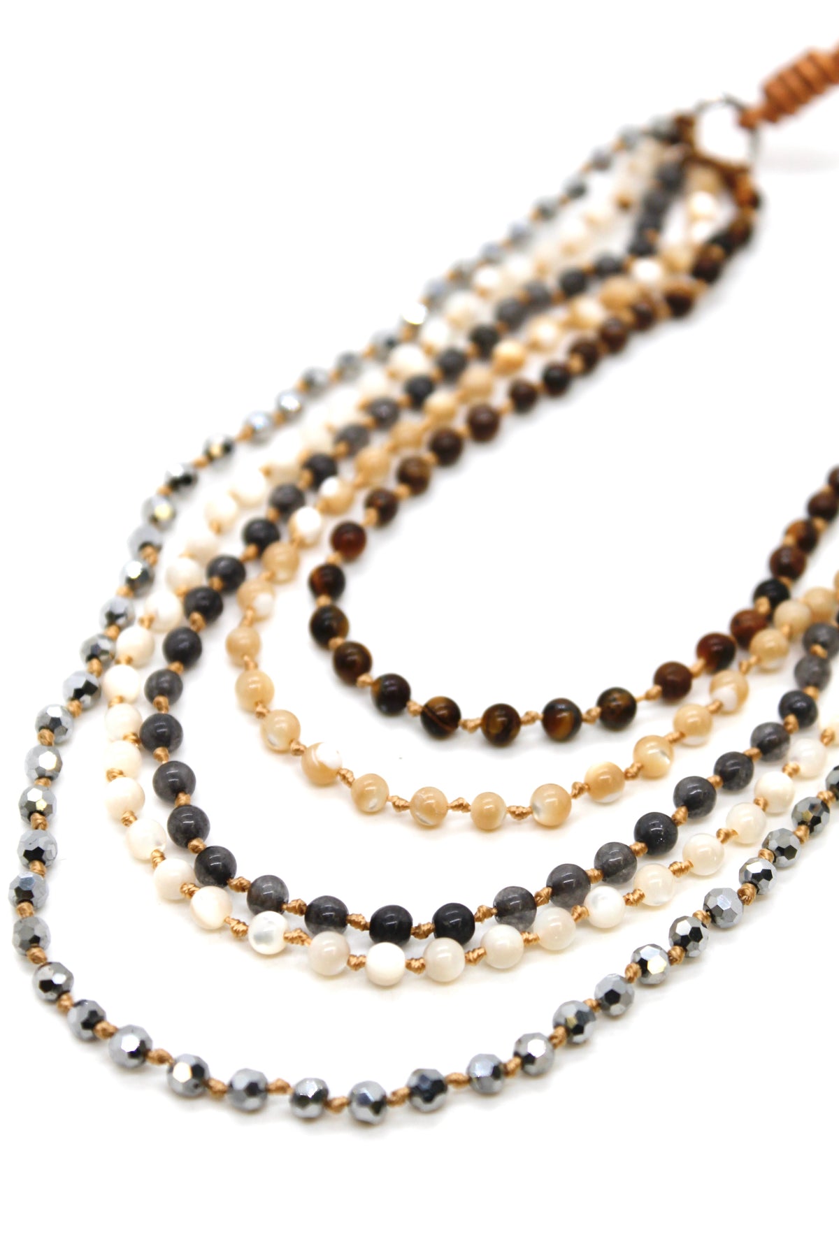 Semi Precious Stone Multi Strand Short Necklace - NLS-Deer