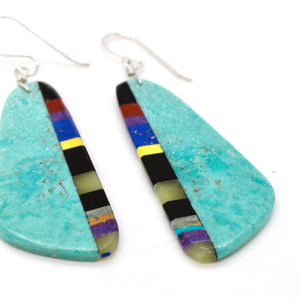 Turquoise Stone Mosaic Navajo American Indian Earrings