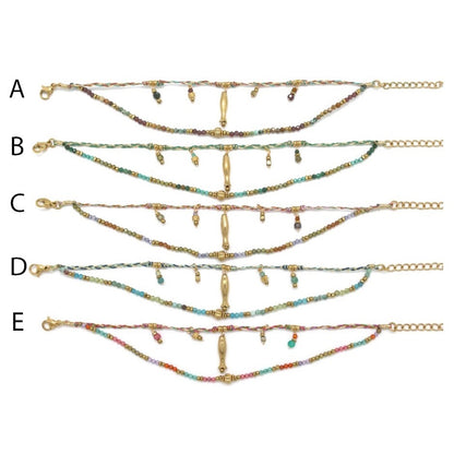 Mini Gold Fish with Stones Double Strand Bracelet - B4-014