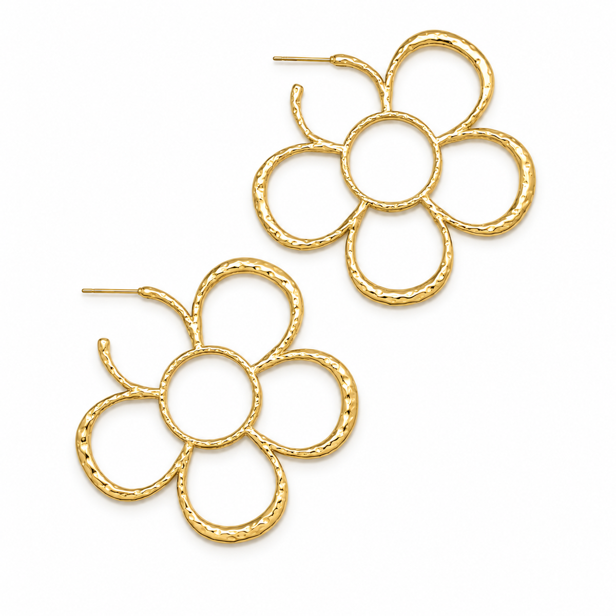 Large Gold Plate Flower Earrings - E4-257