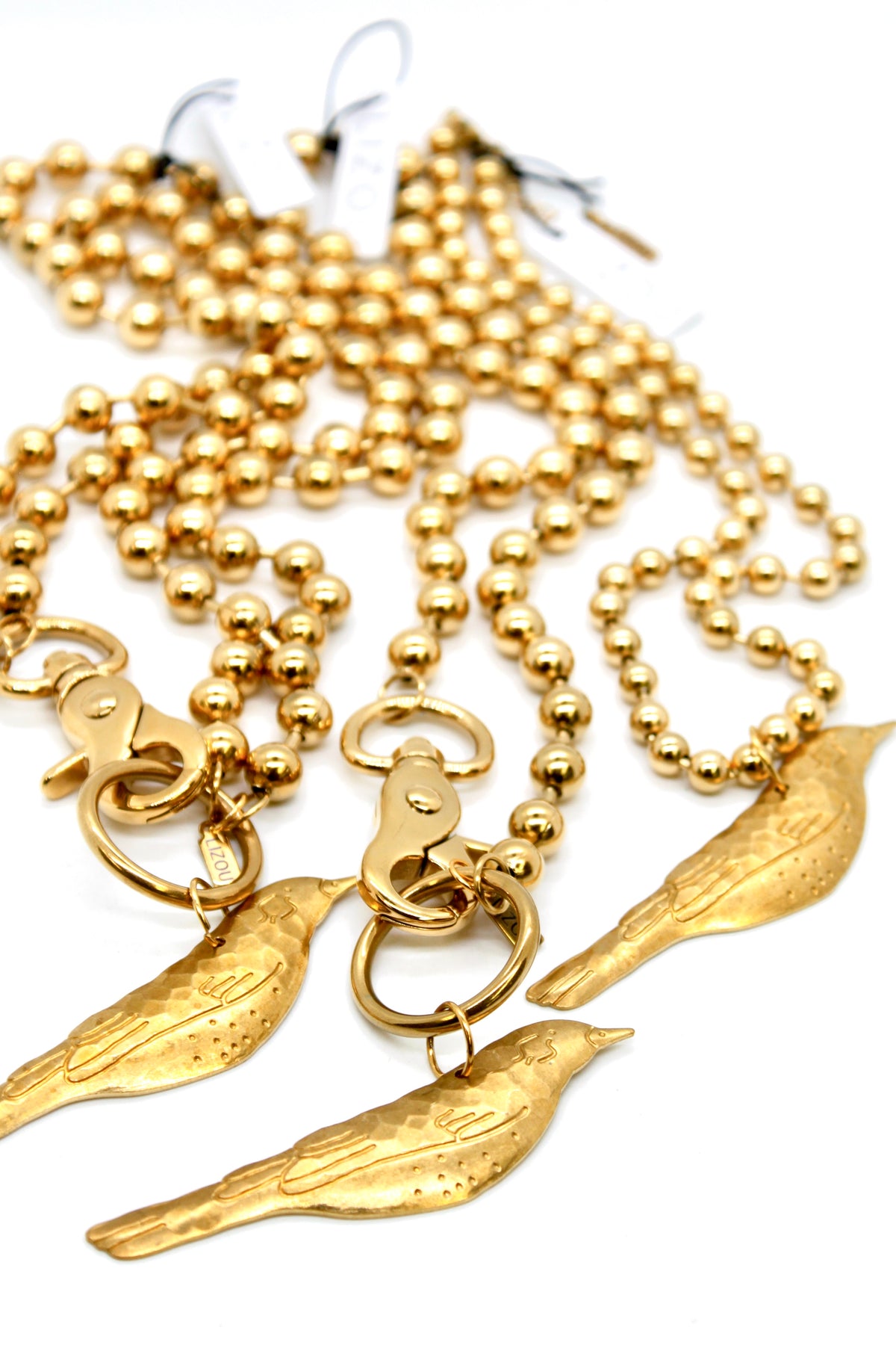 Perched Brass Bird Convertible Gold Chain Necklace