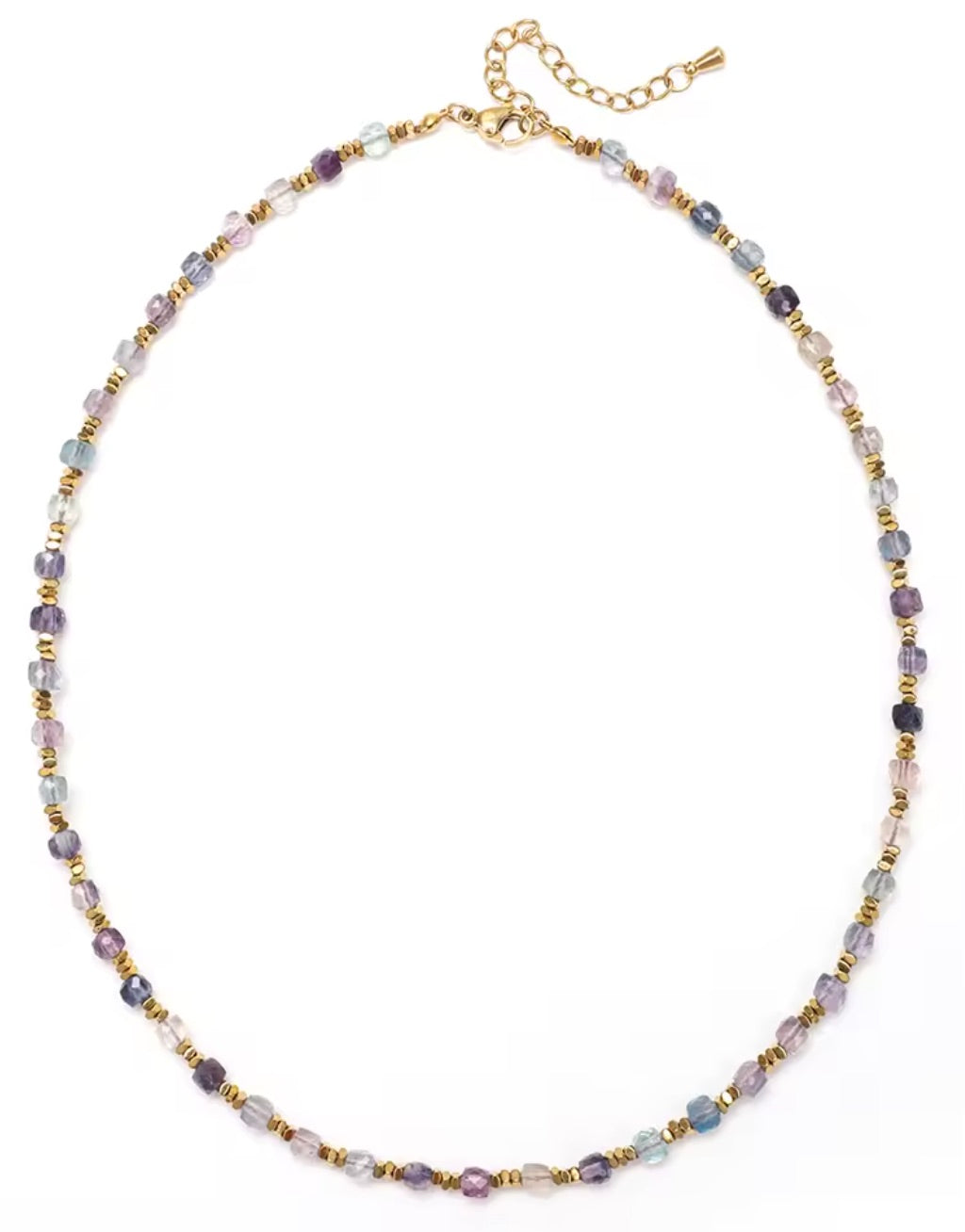 Simple Semi Precious Stone and 24K Gold Plate Necklace- N2-2389