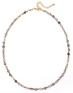 Simple Semi Precious Stone and 24K Gold Plate Necklace- N2-2389