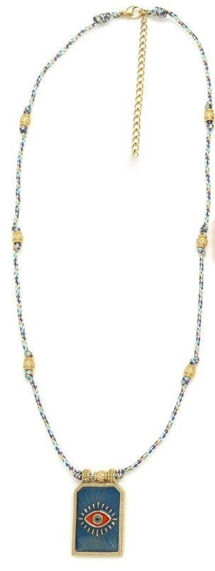 Navy Evil Eye Pendant Necklace N2-2381 -French Flair Collection-