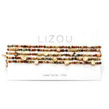 Load image into Gallery viewer, Multi Stone Mix and Mini Gold Coin Wrap Necklace - N2-2617C
