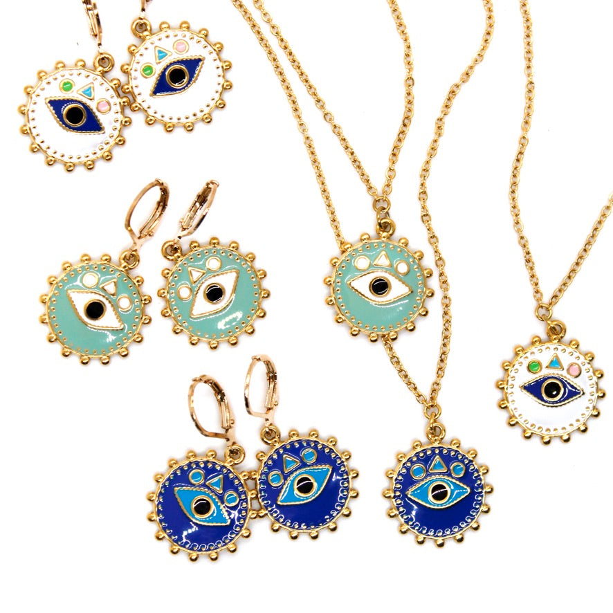 Enamel Evil Eye Earrings - E9-111