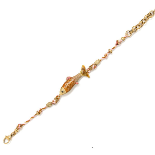 Braided Cord Enamel Fish Bracelet - B4-043C