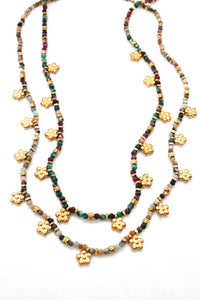 Mini Gold Daisy Semi Precious Stone Necklace N2-2444 -French Flair Collection-