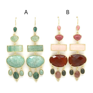Large Stone Dangle Earrings - E4-318