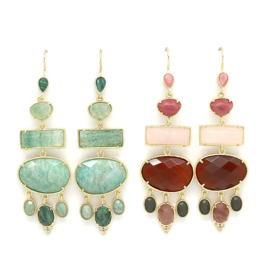 Large Stone Dangle Earrings - E4-318