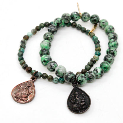 African Turquoise Stretch Buddha Bracelet -Buddha Collection-