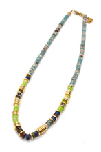 Load image into Gallery viewer, Bright Stone and Gold Beaded Short Necklace -French Flair Collection-
