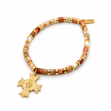 Load image into Gallery viewer, Simple Stone Stretch Bracelet with French Religious Medal - FMB01B
