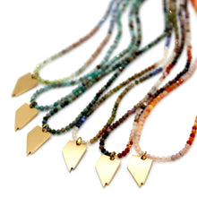 Load image into Gallery viewer, Nevada State Mini Stone Gold Charm Necklace
