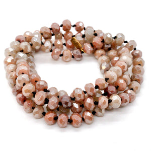 Hand-Knotted Long Peach Agate Bead Necklace - NL-PA