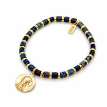 Load image into Gallery viewer, Simple Stone Stretch Bracelet with French Religious Medal - FMB01I
