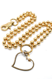 Convertible Short or Long Ball Chain Necklace with Open Heart Charm - N2-475GD