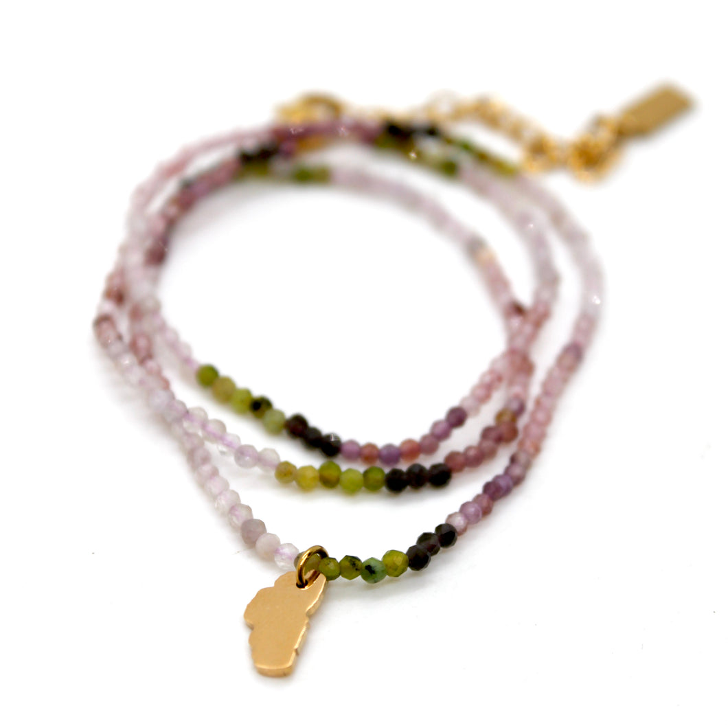 Lake Tahoe Mini Stone Gold Charm Necklace