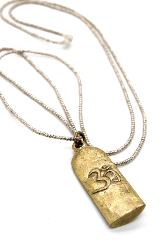 Buddha Necklace 17 - Reversible African Beads - One of a Kind -