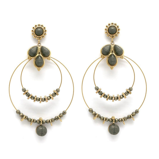 Double Hoop Pyrite Earrings - E4-205