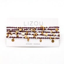 Load image into Gallery viewer, Purple Garnet Gold Mini Coin Wrap Necklace - N2-2616A
