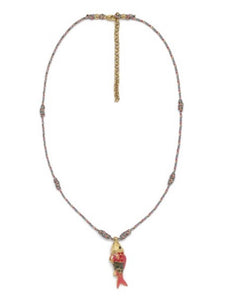 Single Enamel Gold Fish Necklace - N2-2573