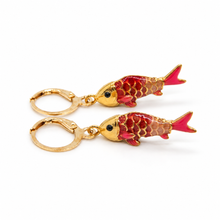 Load image into Gallery viewer, Colorful Enamel Fish Dangle Earrings  - E4-477G
