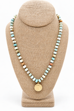 Load image into Gallery viewer, Faceted Amazonite Hand-knotted Short Religious Medal Necklace Reversible - FMN03
