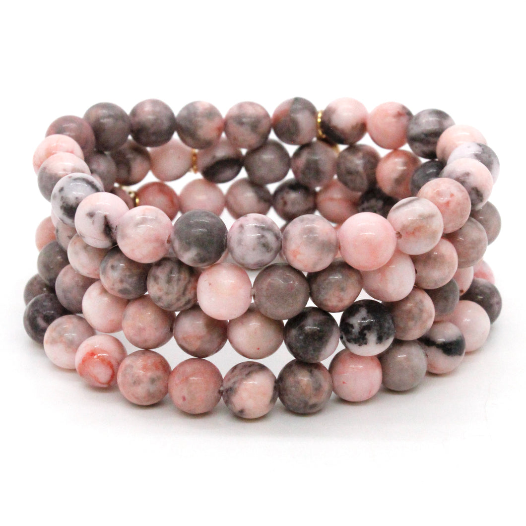 Pink Zebra Jasper 8mm Stretch Bracelet -Stone Collection-