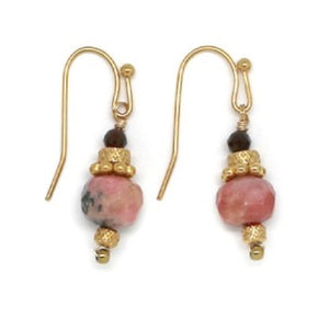 Mini Stone Dangle Earrings - Pink Opal