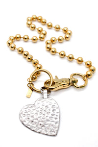 Steam Punk Silver Heart Necklace Single Gold Chain Claw Clasp