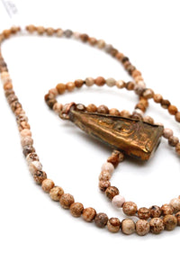 Jasper Stretch Short Necklace or Bracelet with Buddha Charm -The Buddha Collection- NS-JP-GB