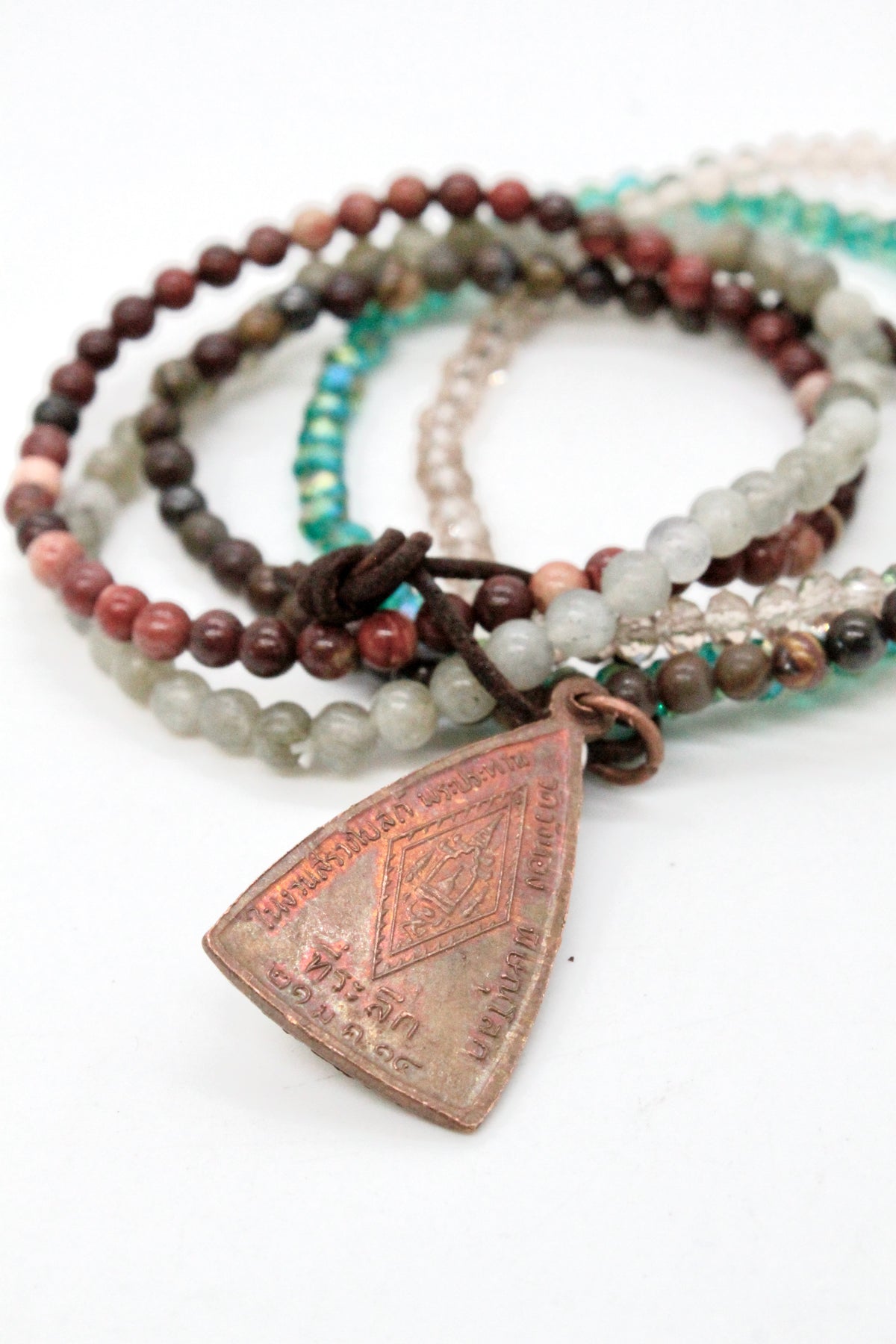 Semi Precious Stone Stretch Bracelet with Buddha Charm