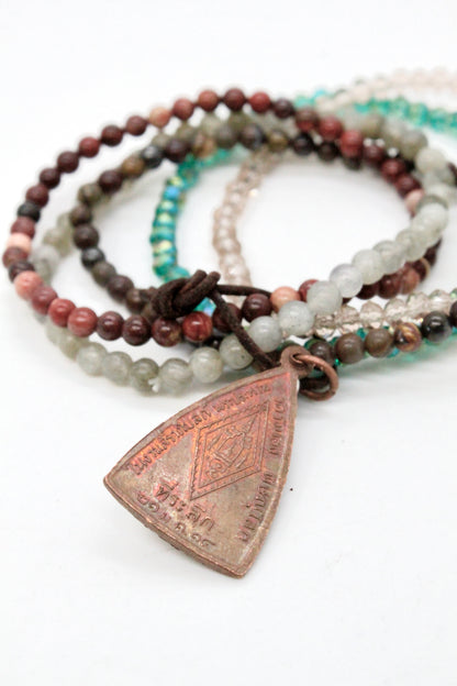 Semi Precious Stone Stretch Bracelet with Buddha Charm