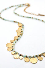 Load image into Gallery viewer, Short Mini Gold Disc Charm Amazonite Necklace - N2-2612A
