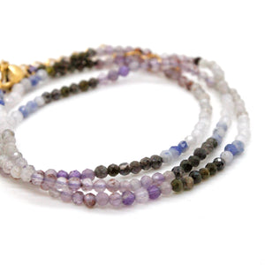 Delicate and Dainty Faceted Stone Short Necklace -E-