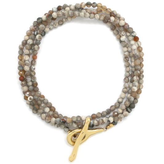 Luxury Faceted Crazy Lace Jasper Stone Long Necklace - N2-2639