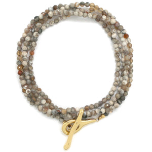 Luxury Faceted Crazy Lace Jasper Stone Long Necklace - N2-2639