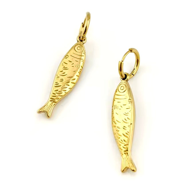 Simple Gold Fish Mini Hoop Earrings - E4-296