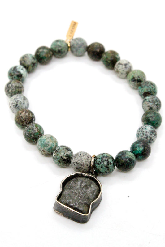 African Turquoise Stretch Ganesh Buddha Bracelet -Buddha Collection-