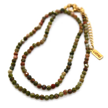 Load image into Gallery viewer, Short Unakite Stone Necklace - N9-200UN
