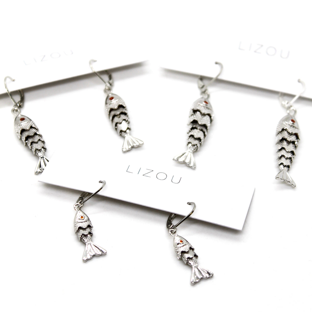 Articulated Gold Fish Silver Earrings - E4-267SL