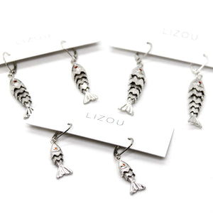 Articulated Gold Fish Silver Earrings - E4-267SL