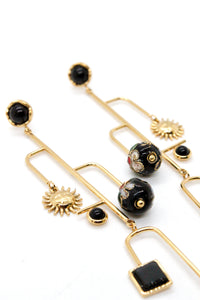 Museum Style Artsy Geometric Stone Mobile Earrings - E4-306