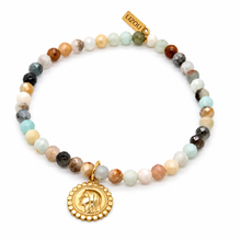 Load image into Gallery viewer, Faceted Mini Amazonite Religious French Medal Bracelet - FMB03C
