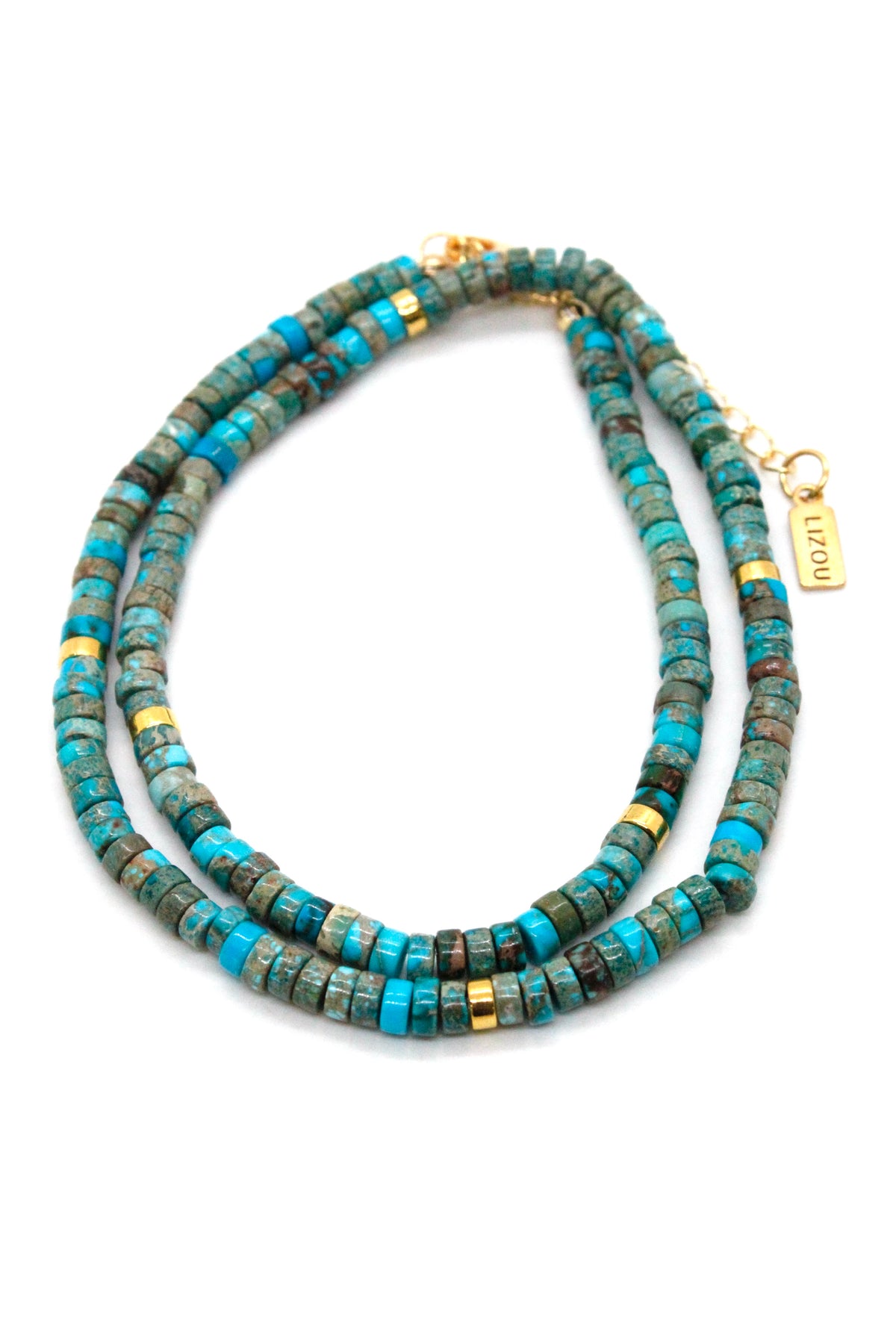 Natural Stone Short Necklace with Gold -Stone Collection-